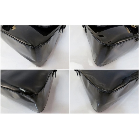 Fendi Black Patent Leather Shoulder Bag with Gold Chain - Picture 8 of 16